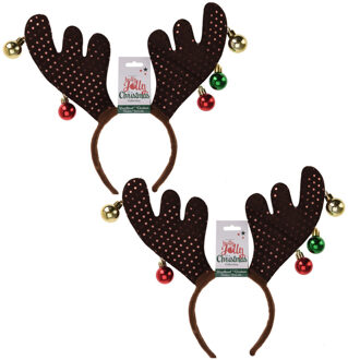 Set van 3x stuks kerst diadeem/haarband bruin rendier gewei voor volwassenen