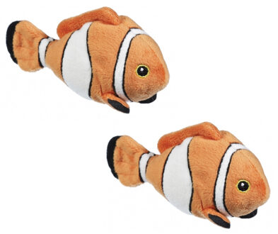 Set van 3x stuks knuffels clownvis oranje/wit 13 cm