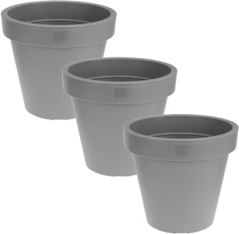 Set van 3x stuks kunststof bloempotten 50 cm grijs - Plantenpotten voor binnen en buiten