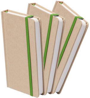 Set van 3x stuks luxe schriftjes/notitieboekjes groen met elastiek A5 formaat - Schriften