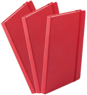 Set van 3x stuks luxe schriftjes/notitieboekjes rood met elastiek A5 formaat - Schriften