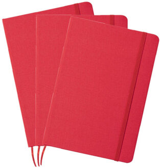 Set van 3x stuks luxe schriftjes/notitieboekjes rood met elastiek A5 formaat - Schriften