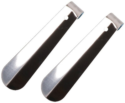 Set van 3x stuks metalen schoenlepels zilverkleurig 15 cm - Schoen instaphulp - Schoenen accessoires