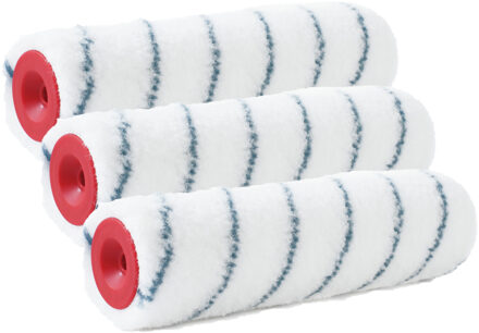 Set van 3x stuks muur vacht anti-spat verfrollers nylon pluisvrij 7,4 x 18 cm