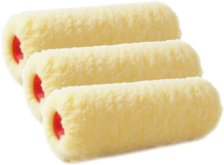 Set van 3x stuks muur vacht verfrollers polyester eenmalig gebruik 9,6 x 25 cm - Verfrollers Multikleur