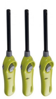 Set van 3x stuks navulbare kaarsen / BBQ aanstekers 26 cm lime groen