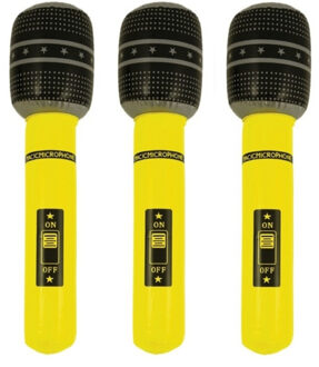 Set van 3x stuks neon gele opblaasbare microfoon 40 cm