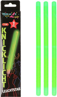 Set van 3x stuks neon glow in the dark party breaklights stick groen 20 cm - Verkleedattributen