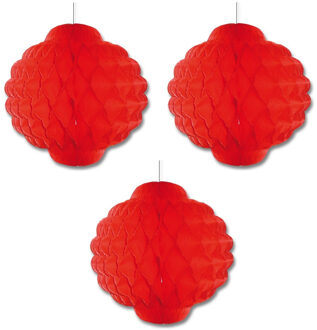 Set van 3x stuks rode Aziatische thema decoratie lampionnen 30 cm - Chinese/Japanse feestartikelen plafond versieringen