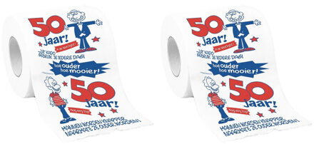 Set van 3x stuks rollen Toiletpapier cadeau 50 jaar man met grappige tekst - 50e verjaardag - decoratie/versiering/feestartikelen