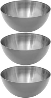 Set van 3x stuks - Slakom/serveer schaaltjes - rvs metaal - D24 cm - Saladeschalen