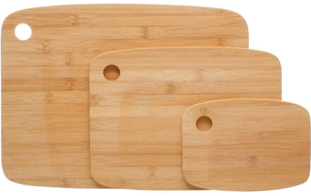Set van 3x stuks snijplanken 19/29/37 cm van bamboe hout - Snijplanken Bruin