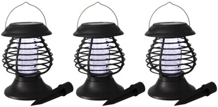 Set van 3x stuks solar tuinlampen/prikspots anti-muggenlampen op zonne-energie 22 cm