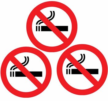Set van 3x stuks sticker verboden te roken 14.8 cm rond
