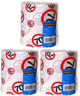 Set van 3x stuks toiletpapier rollen voor een 70 jaar verjaardag
