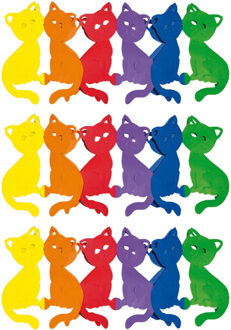 Set van 3x stuks verjaardag feest slinger katten/poezen - 300 cm- gekleurd papier - brandvertragend