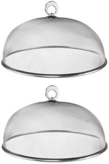 Set van 3x stuks vliegenkappen zilver voor voedsel 30 cm voedselkappen