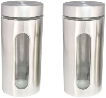 Set van 3x stuks voorraadpotten/bewaarpotten 11 x 11 x 24 cm Rvs/glas