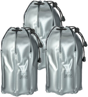 Set van 3x stuks wijnfles koeler/koelelement hoes grijs 24 x 8 cm