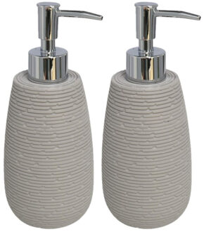 Set van 3x stuks zeeppompjes/zeepdispensers grijs kunststof 19 cm - Navulbare zeep houder - Toilet/badkamer accessoires