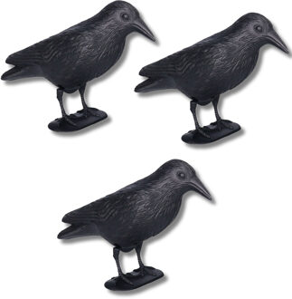 Set van 3x stuks zwarte horror decoratie raven/kraaien 38 cm