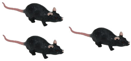 Set van 3x stuks zwarte rubberen nep/namaak dieren rat 11 cm