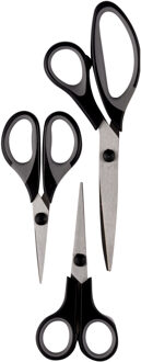 Set Van 3x Zwarte Scharen In Verschillende Maten. - Keukenscharen