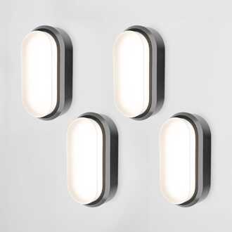 Set van 4 C-Series - LED Plafondlamp zwart ovaal - Wandlamp - Scheepslamp - IP54 - 18 Watt - 1830lm - 4000K neutraal wit - voor binnen en buiten