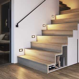 Set van 4 Dillon - LED Inbouw Wandlampen - 3 Watt 340 Lumen - 3000K Warm wit - IP54 waterdicht - Voor binnen en buiten - Zwart