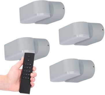 Set van 4 dimbare LED Wandlampen Dayton - grijs - 6 Watt 660 lumen - 3000K - Up & Down light - kantelbaar - IP54 waterdicht - Incl. dimmer met afstandsbediening