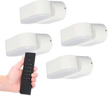 Set van 4 dimbare LED Wandlampen Dayton - wit - 6 Watt 660 lumen - 3000K - Up & Down light - kantelbaar - IP54 waterdicht - Incl. dimmer met afstandsbediening