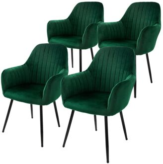 set van 4 eetkamerstoelen met rugleuning en armleuningen,groen,keukenstoelen met fluwelen bekleding