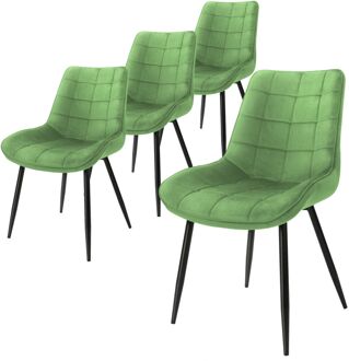 set van 4 eetkamerstoelen met rugleuning, groen, keukenstoel met fluwelen bekleding, gestoffeerde stoel Multikleur