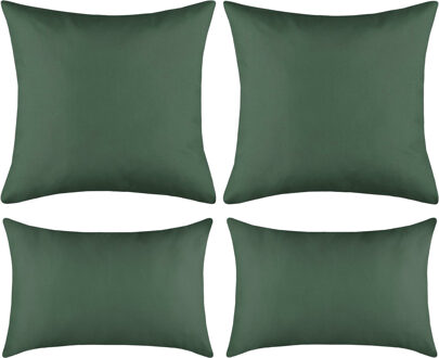 Set van 4 kussens Hawaii - donkergroen - sierkussens - polyester - 2 maten
