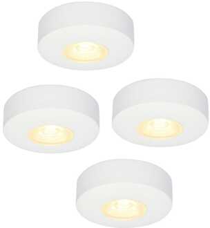 Set van 4 LED Opbouwspots Pavo wit 3 Watt 2700K 260lm Ultra dun 23 mm