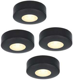 Set van 4 LED Opbouwspots Pavo zwart 3 Watt 2700K 260lm Ultra dun 23