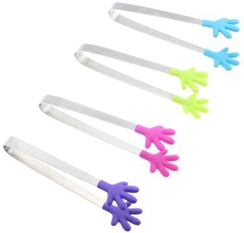 Set Van 4 Mini Siliconen En Roestvrij Staal Multifunctionele Keuken Tang Voor Ijs, Voedsel, Kruiden, Suiker