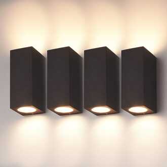 Set van 4 Selma - LED Wandlampen - Up & Down light - IP65 waterdicht - Voor binnen en buiten - Zwart - Buitenlampen