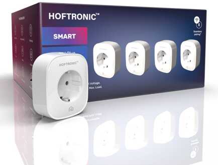 Set van 4 Slimme stekker - WiFi & Bluetooth - Extra plat - Met tijdschakelaar - Compatibel met Amazon Alexa & Google Home - Wit - 16a smart plug