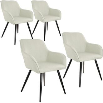 set van 4 Stoelen Marilyn Linnen Look - diverse kleuren - creme -zwart - 404675