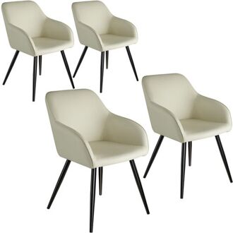 set van 4 Stoelen - Marilyn stof - creme /zwart