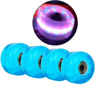 Set Van 4 Stuks Knipperende Roller 82A Hardheid Vervanging Licht Up Wielen Flash Met Lager Voor Skateboard Longboard Cruiser Onderdelen blauw