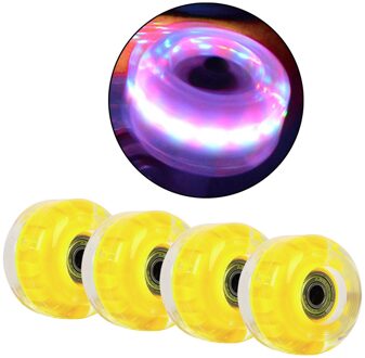 Set Van 4 Stuks Knipperende Roller 82A Hardheid Vervanging Licht Up Wielen Flash Met Lager Voor Skateboard Longboard Cruiser Onderdelen geel