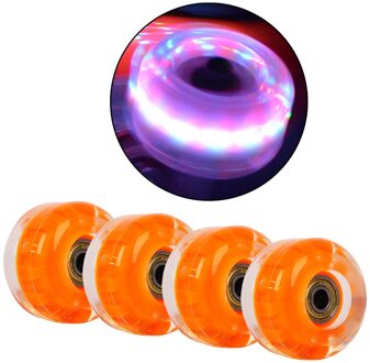 Set Van 4 Stuks Knipperende Roller 82A Hardheid Vervanging Licht Up Wielen Flash Met Lager Voor Skateboard Longboard Cruiser Onderdelen oranje