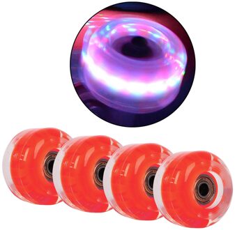 Set Van 4 Stuks Knipperende Roller 82A Hardheid Vervanging Licht Up Wielen Flash Met Lager Voor Skateboard Longboard Cruiser Onderdelen rood