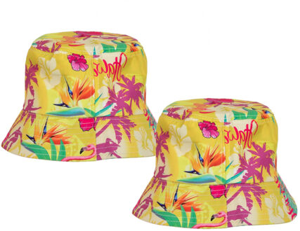 Set van 4x Hawaii thema vissershoedje/zonnehoedje voor volwassenen
