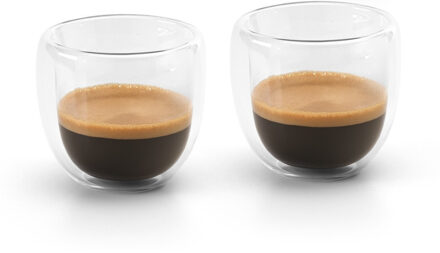 Set van 4x Koffie/espresso glazen dubbelwandig 75 ml - transparant - Koffie- en theeglazen