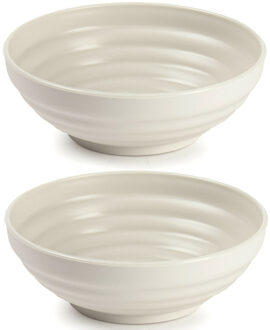 Set van 4x kommetjes/schaaltjes - Dessert/ontbijt - Kunststof - D13 cm - Beige