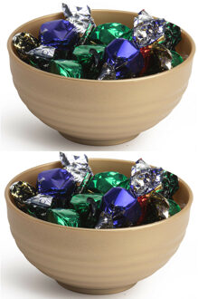 Set van 4x kommetjes/schaaltjes - Dessert/ontbijt - Kunststof - D13 cm - Goud-kleurig