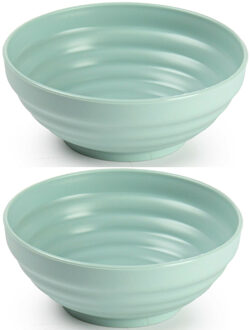 Set van 4x kommetjes/schaaltjes - Dessert/ontbijt - Kunststof - D13 cm - Mintgroen